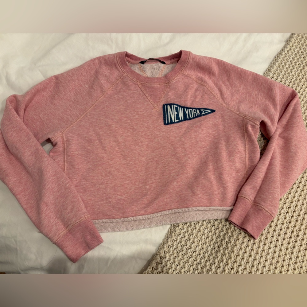 Abercrombie & Fitch Pink Crew Neck Sweater Cropped